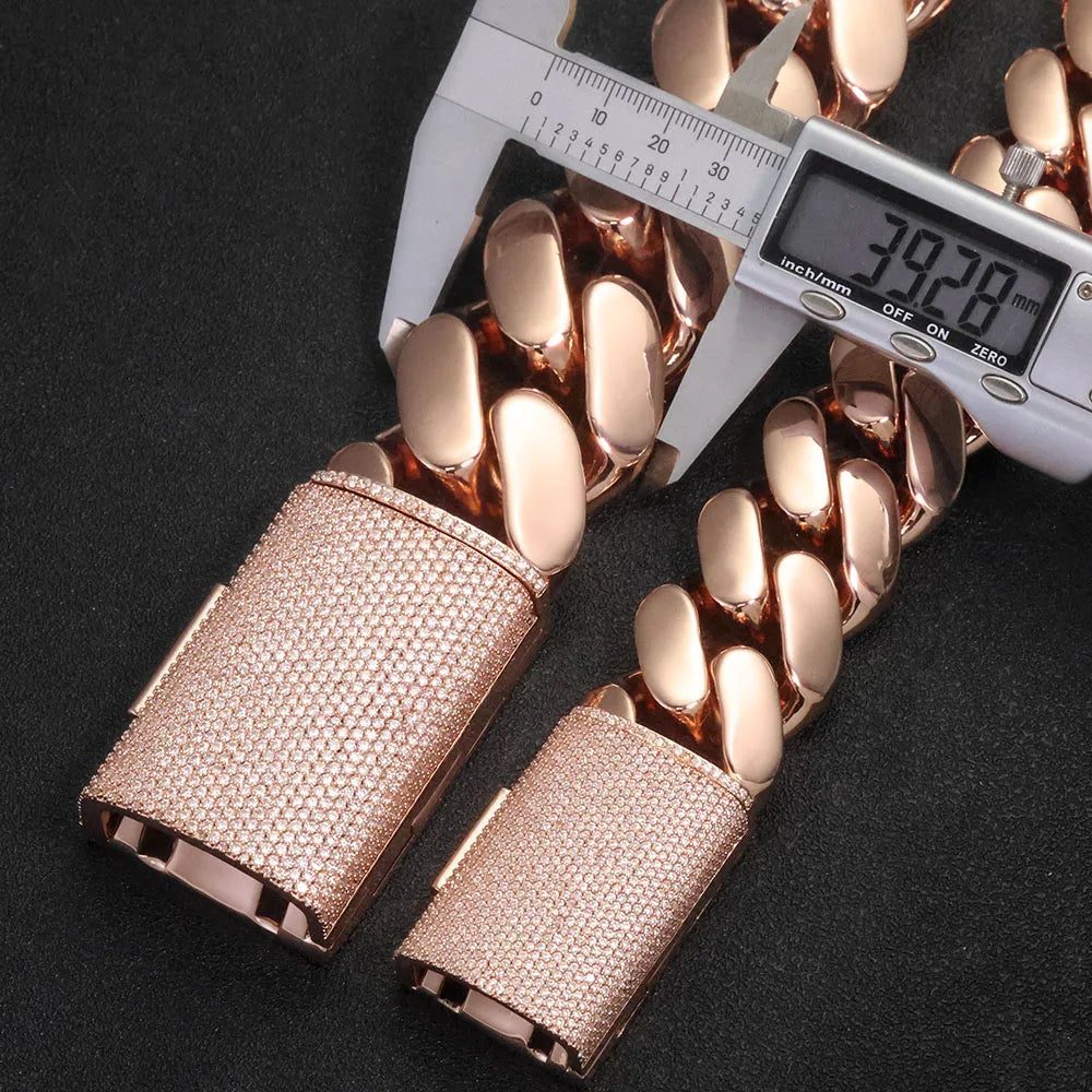 30mm 40mm Miami Cuban Link Bracelet and Necklace Iced Clasp