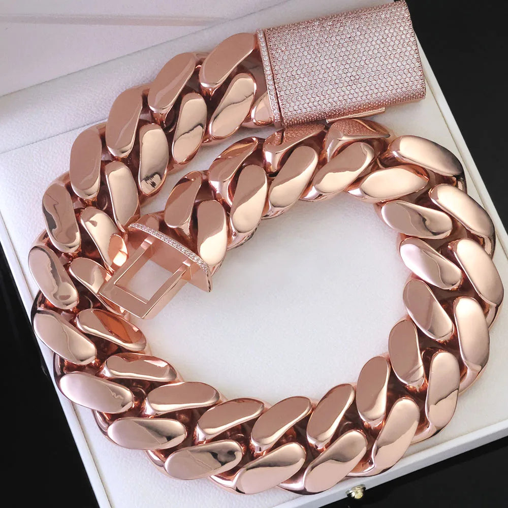 30mm 40mm Miami Cuban Link Bracelet and Necklace Iced Clasp