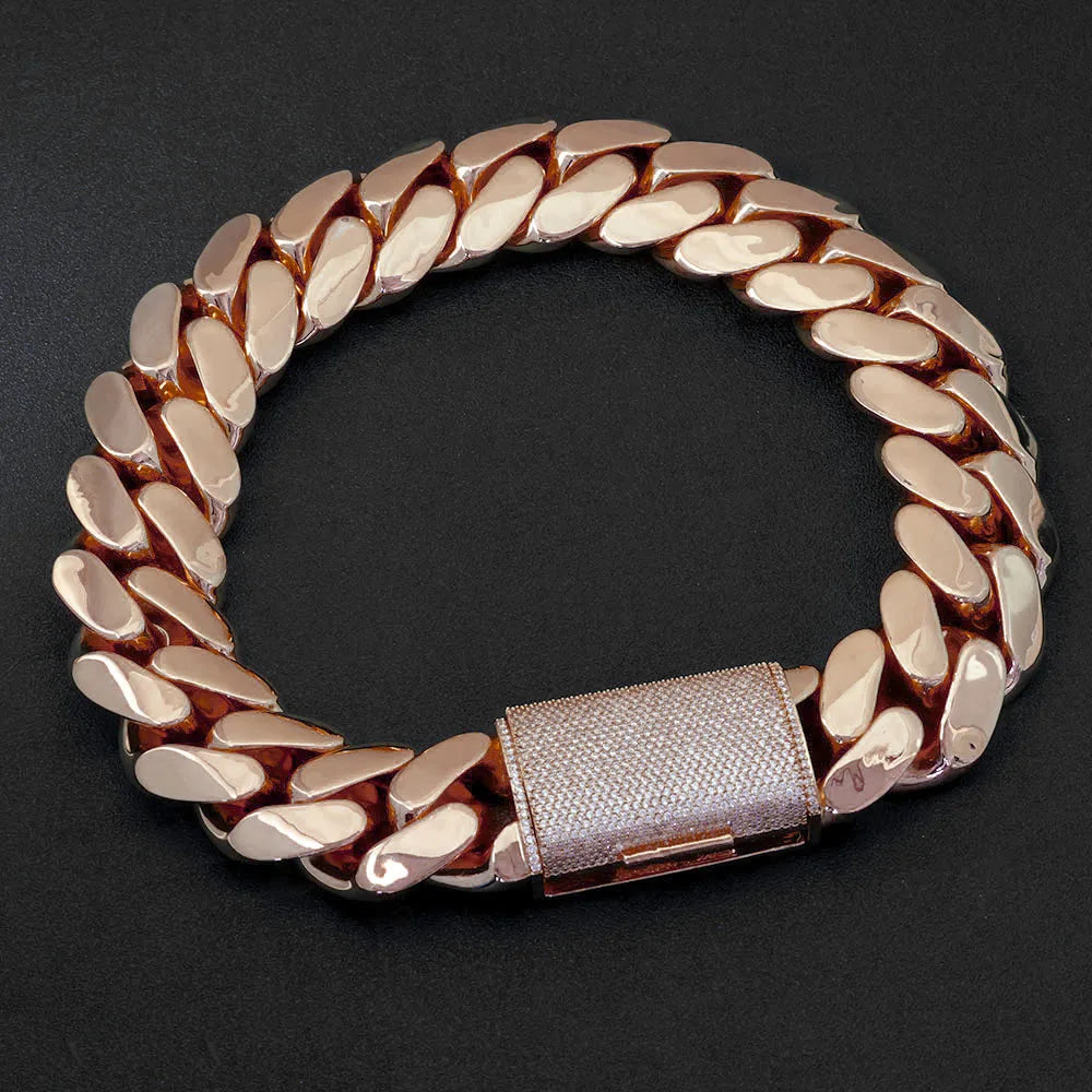 30mm 40mm Miami Cuban Link Bracelet and Necklace Iced Clasp