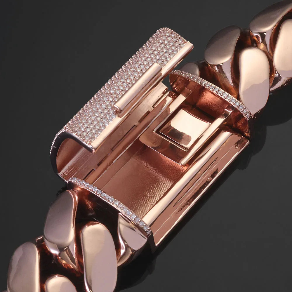 30mm 40mm Miami Cuban Link Bracelet and Necklace Iced Clasp