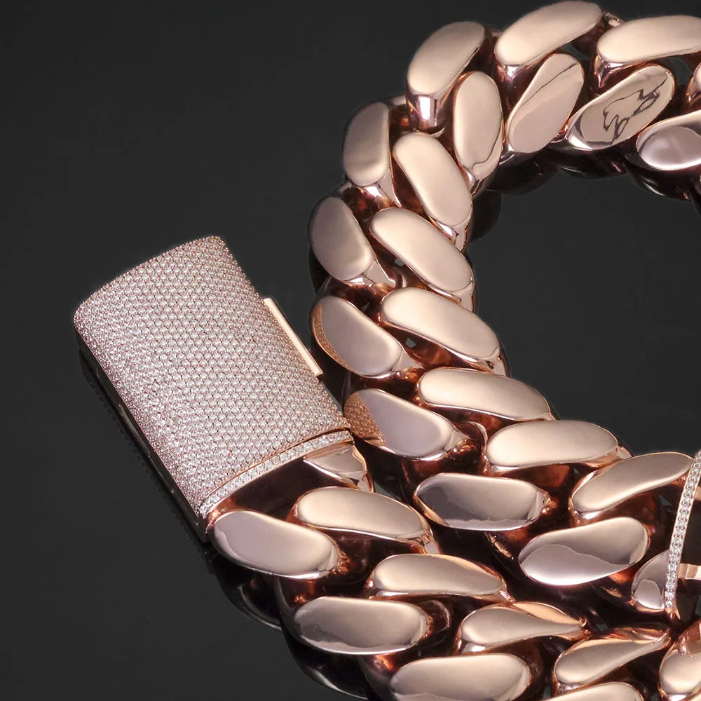 30mm 40mm Miami Cuban Link Bracelet and Necklace Iced Clasp