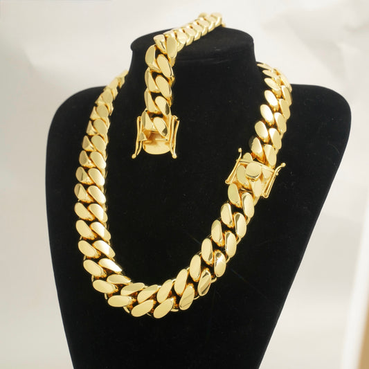 24mm Cuban link Bracelet and Necklace