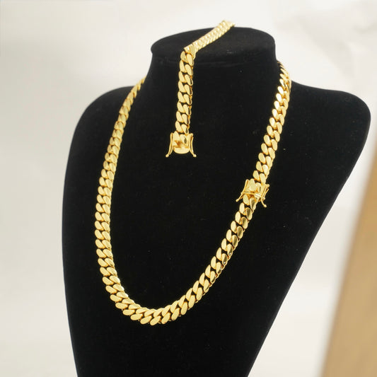 12mm Cuban link Bracelet and Necklace